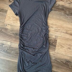 Elegant Gray Ruched Dress